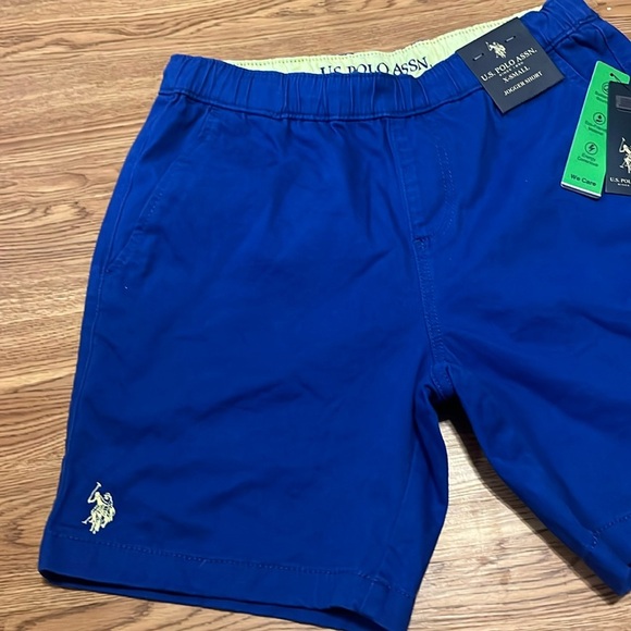 U.S. POLO ASSN Men's stretch jogging shorts blue/yellow XS Extra Small - Picture 2 of 8